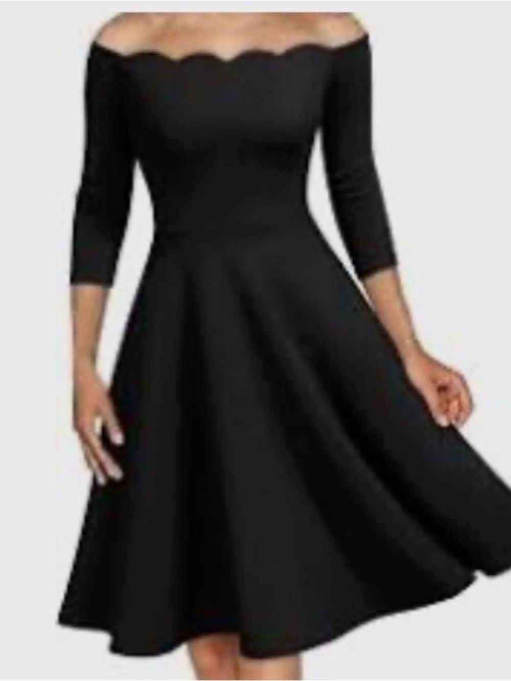 Like New Miss May Women’s Scalloped Boat Neck Formal Black Dress L